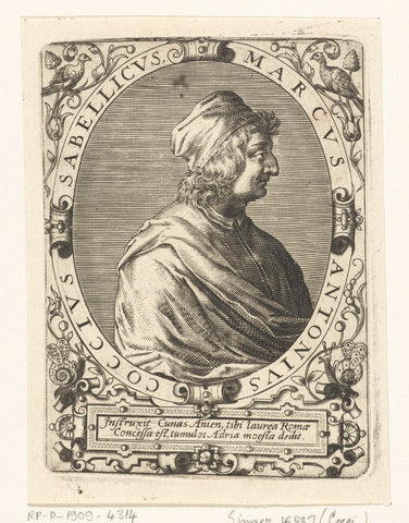 Portrait of Marcus Antonius Sabellicus, Theodor de Bry, c. 1597 - c. 1599 Canvas Print