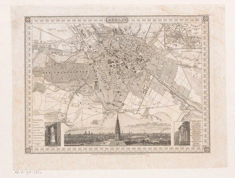 Map of Berlin, B. Metzeroth, 1826 Canvas Print