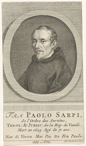 Portrait of Paolo Sarpi, Jacob Houbraken, 1708 - 1780 Canvas Print