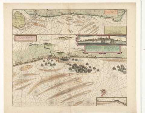 Map of the coast near Dunkirk and of the Flemish coast from Walcheren to Boulogne, 1631, anonymous, 1631 - 1665 Canvas Print