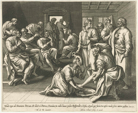 Foot washing of Petrus, Adriaen Collaert, 1598 - 1618 Canvas Print