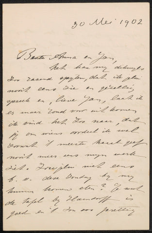 Letter to Anna Dorothea Dirks and Jan Veth, Wally Moes, c. 1888 - 1918 Canvas Print