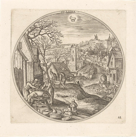 December, Adriaen Collaert, 1578 - 1582 Canvas Print