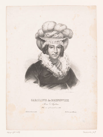 Portrait of Caroline of Brunswick-Wolfenbüttel, anonymous, Pierre François Ducarme, 1820 - 1829 Canvas Print