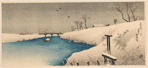 Snow on Ayase river, Takahashi Hiroaki, 1915 Canvas Print