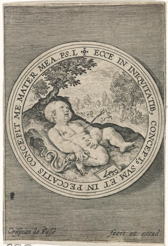 Putto with pierced heart, Crispijn van de Passe (I), 1594 Canvas Print