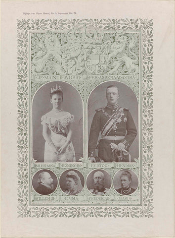 Portraits of Wilhelmina, queen of the Netherlands, and Hendrik van Mecklenburg-Schwerin, anonymous, 1901 Canvas Print