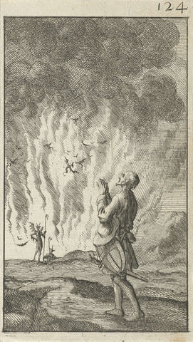 Christian Walks Prayerfully Along Hell, Jan Luyken, 1684 Canvas Print