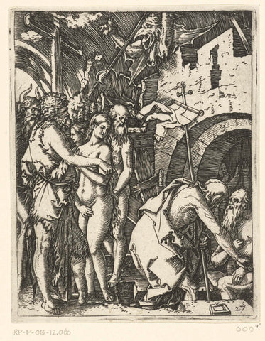 Christ leaves hell and frees patriarchs and prophets and others, Marcantonio Raimondi, 1510 - 1515 Canvas Print