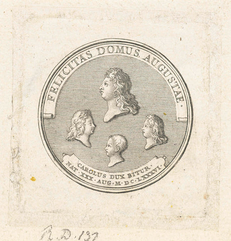 Medal with four busts, Gerard Edelinck, 1702 Canvas Print