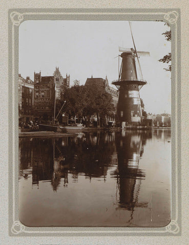 Korenmolen De Hoop aan de Coolvest in Rotterdam, with advertising inscriptions, Folkert Idzes de Jong, c. 1905 - c. 1907 Canvas Print