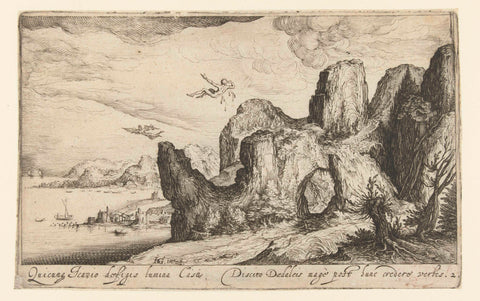 Landscape with the fall of Icarus, Andries Jacobsz. Stock, 1608 - 1612 Canvas Print