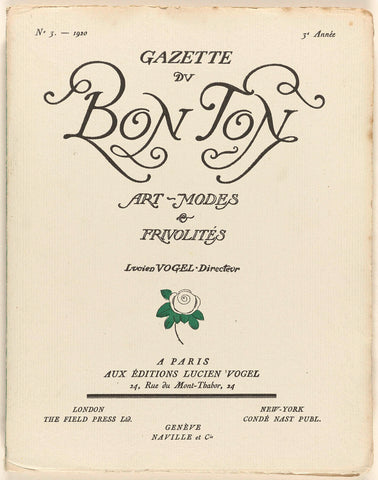 Gazette du Bon Ton. Art - Modes & Frivolités, 1920, 3rd Year, No. 3, Lucien Vogel, 1920 Canvas Print