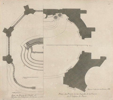 Floor plans for an altar and a Maria chapel, Gabriel Huquier, Juste Aurèle Meissonnier, 1738 - 1749 Canvas Print