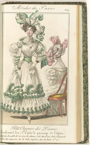 Petit Courrier des Dames, 15 May 1828, No. 554 : Chapeau de paille de riz..., anonymous, 1828 Canvas Print