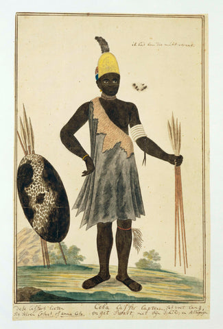 ‘Captain’ Coba (or Kobé), a chief of the Gqunukhwebe tribe, wearing the grenadiers helmet given him by Robert Jacob Gordon, Robert Jacob Gordon, 1777 Canvas Print