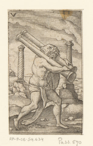 Hercules carries the columns, Virgil Solis, 1524 - 1562 Canvas Print