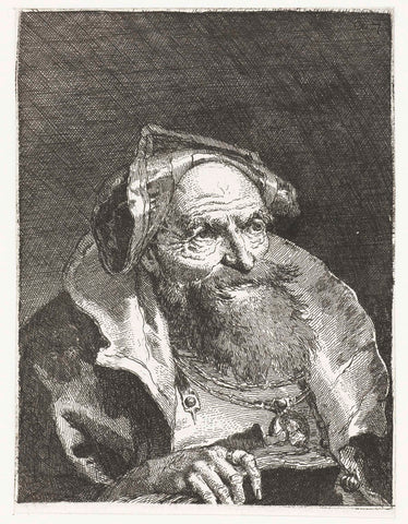 Old man with chain and book, Giovanni Domenico Tiepolo, 1774 Canvas Print