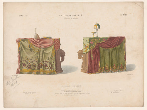 Pianos with draperies, Léon Laroche, c. 1885 - c. 1895 Canvas Print