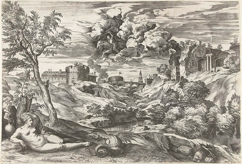 Landscape with Ruggiero Freeing Angelica, Cornelis Cort, 1565 Canvas Print