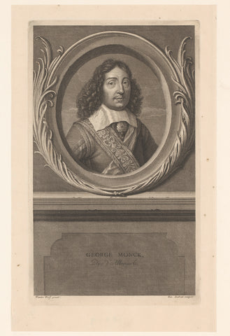 Portrait of George Monck, Benoît Audran (I), 1671 - 1721 Canvas Print