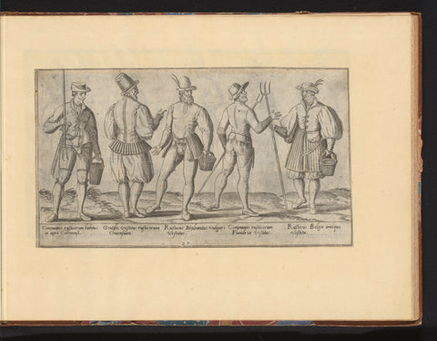 Five countrymen, dressed according to fashion in Flanders, c. 1580, Abraham de Bruyn, in or before 1581 Canvas Print