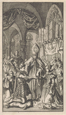 Marriage between Crown Prince Philip and Mary of Portugal, 1543, Jan Luyken, 1699 Canvas Print