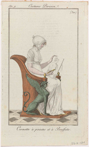 Journal des Dames et des Modes, Costume Parisien, 29 June 1801, Year 9, (311) : Cornette à pointes (...), anonymous, 1801 Canvas Print