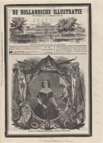 Mourning number of De Hollandsche Illustratie bij de uitvaart van Anna Paulowna, 1865, Edouard Vermorcken, 1865 Canvas Print