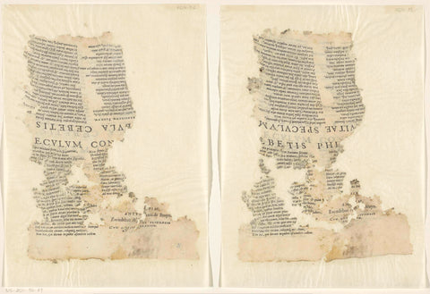 Two fragments of text accompanying a print of the scene of Cebes, anonymous, 1561 - 1596 Canvas Print