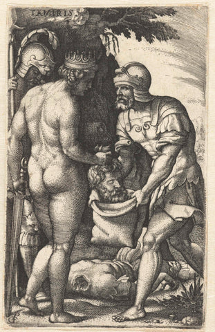 Tomyris dips Cyrus's head in blood, Georg Pencz, 1539 Canvas Print