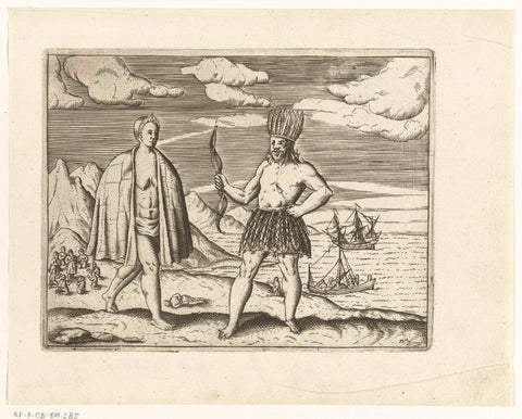 Man and woman of Tierra del Fuego, 1600, anonymous, 1617 - 1619 Canvas Print