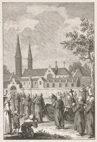 Funeral of Saint Jeroen van Noordwijk in Egmond, ca. 983-988, Reinier Vinkeles (I), 1780 - 1795 Canvas Print