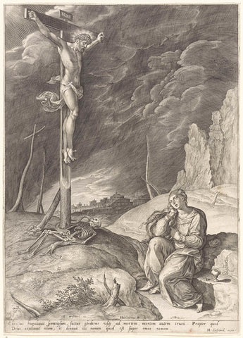 Triumphant Christ on the Cross, Hieronymus Wierix, 1563 - before 1573 Canvas Print