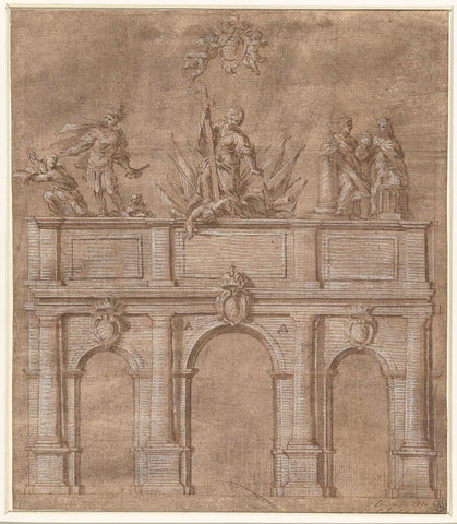 Design for an arch of honour on the occasion of the arrival of Pope Innocent XI in Perugia in 1686, Carlo Lamparelli, 1686 Canvas Print