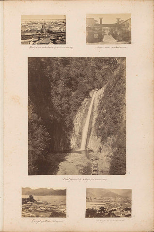 Waterfall at Hyogo with in the foreground a western man, anonymous, 1865 Canvas Print