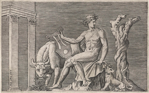 Apollo guards the herd of Admetus, Marcantonio Raimondi, 1520 - 1562 Canvas Print