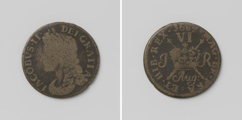 Six pence, James II, King of England, emergency coin from August 1689, anonymous, 1689 Canvas Print