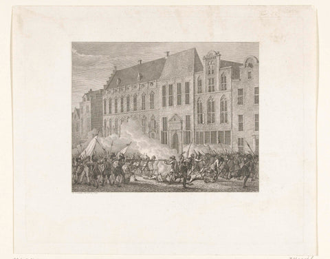 Street fights in Nijmegen, 1703, Reinier Vinkeles (I), 1800 - 1806 Canvas Print