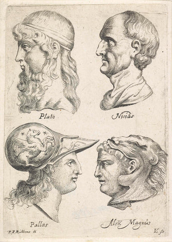 Four antique profiles, Lucas Vorsterman (I), 1635 - 1640 Canvas Print