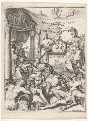 Title print for part 2 of 'Spiegel van Staat' by Romeyn de Hooghe, Romeyn de Hooghe, 1707 Canvas Print