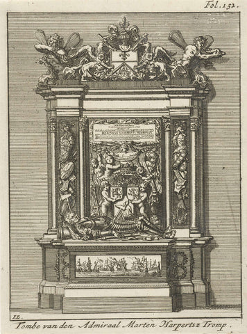 Tomb of the admiral Maarten Harpertszoon Tromp, Jan Luyken, 1692 Canvas Print