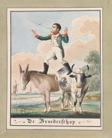 Napoleon steps from the ox on the donkey, 1815, Wijnand Esser, 1815 Canvas Print