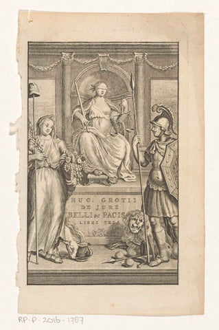 Justitia sitting on her throne, Willem de Broen, 1712 Canvas Print