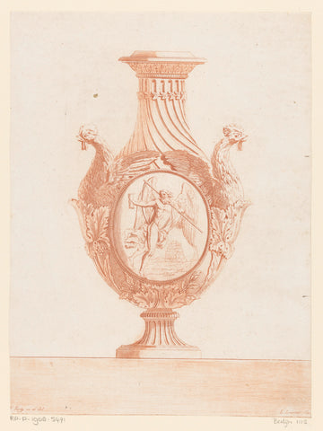 Vase with chickens and Father Time, L. Laurent, 1775 - 1785 Canvas Print