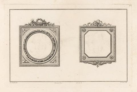 Two square frames, Augustin Foin, , 1784 - 1785 Canvas Print