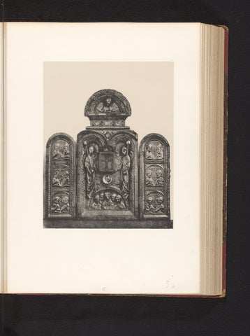 Triptych of wood, copper and enamel with relic, from the Church of the Holy Cross in Liège, drawn up at an exhibition on religious objects from the Middle Ages and Renaissance in 1864 in Mechelen, Joseph Maes, 1864 - in or before 1866 Canvas Print