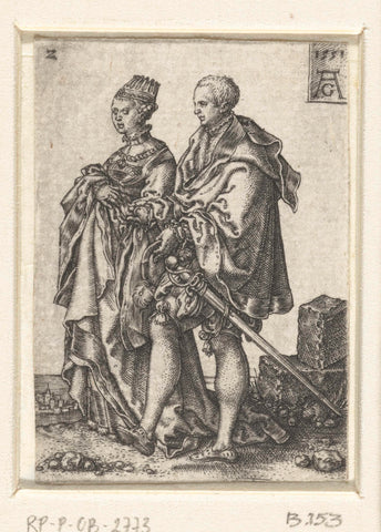 Dancing pair, Heinrich Aldegrever, 1551 Canvas Print