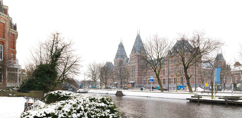 View of the North façade and West façade of the museum as seen from the Stadhouderskade during the winter of 2013, 2013 Canvas Print