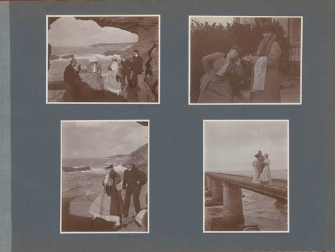 Two women and a man on a pier on the French coast, anonymous, 1902 Canvas Print